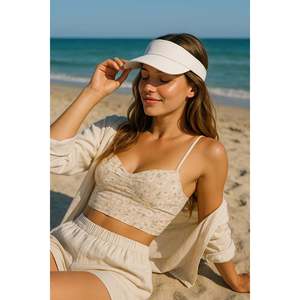 Chapeau à visière longue et ouverte blanc - Protection solaire élégante pour la tête Spk13 - Blanc - Product Image 3