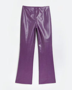 Pantalon évasé de style de rue en cuir PU 2026 écologique personnalisable avec conception à ourlet fendu et exigences du client - Product Image 4