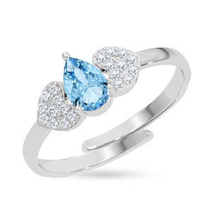 Anillos de Plata de Ley 925 de Primera Calidad para Mujer, Chapados en Rodio con Topacio, Zirconia o Diamante Corte Pera, Joyería para Hombre - Product Image 1