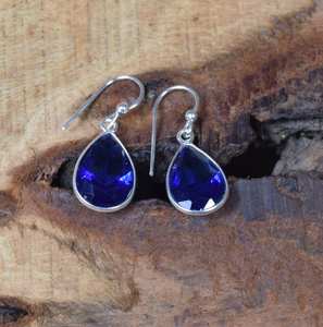 Boucles d'oreilles en argent sterling saphir bleu, pierre de naissance de décembre, faites à la main, élégantes, cadeau unique pour femmes - Product Image 3