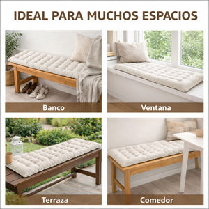 Cojín para Banco con Cubierta con Cierre, Relleno de Fibra Hueca, Cómodo para Interiores y Exteriores, con Almohadas - Product Image 6