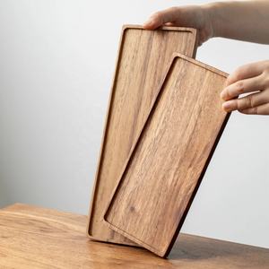 Plato de madera de acacia hecho a mano para servir café, té, frutas y aperitivos, bandeja multiusos para cocina, comedor, entretenimiento - Product Image 4