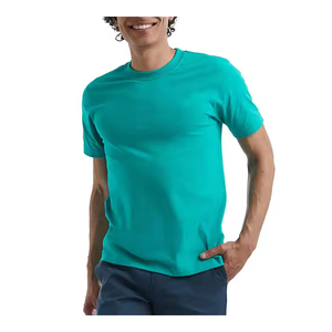 Camiseta de hombre 100% algodón verano transpirable suave Casual manga corta cuello redondo Camiseta lisa para gimnasio Fitness y uso diario - Product Image 1