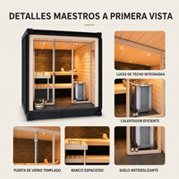 Sauna électrique modulaire moderne PLOUTARA en bois de pruche avec cadre en verre trempé, design écologique pour usage extérieur, centres de bien-être