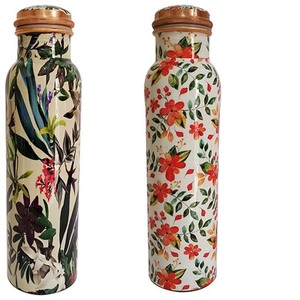 Botella de agua de cobre y metal, pegatina floral, botella de agua impresa esmaltada para beber, utensilios de cocina de Hotel, botella de cobre y agua - Product Image 6