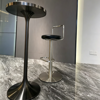 Ensemble table et chaises de bar modernes en acier inoxydable, tabourets de bar pivotants, ensemble de comptoir de bar pour la maison, la cuisine, le café, le bar