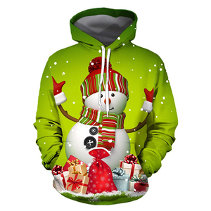 Sweat à capuche unisexe graphique avec poches en polaire d'hiver pour hommes et femmes, design Père Noël, écologique - Product Image 4