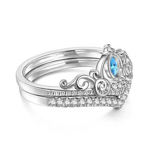 Ensemble de bagues de mode Jeulia Pumpkin Carriage en argent sterling avec coupe marquise - Product Image 2