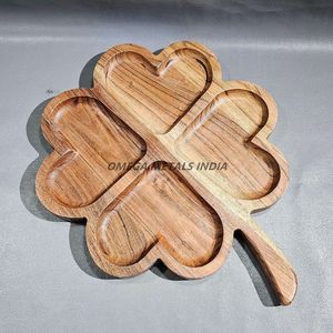 Bandeja circular de madera de acacia hecha a mano con bordes profundos para una cocina elegante y mejoras de decoración rústica para el hogar - Product Image 1