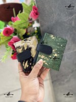 Nouvelle conception, pochette en cuir de vache véritable, élégante, multi-usages, style western, petits portefeuilles en cuir de vache véritable pour femmes