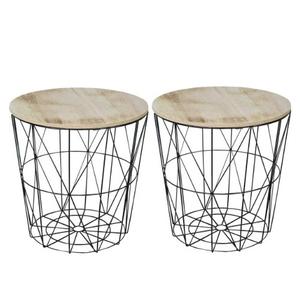 Panier de rangement en bois et métal de style vintage Décoration intérieure de qualité durable et option de rangement polyvalente - Product Image 1