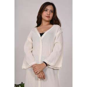 Vestido de muselina de algodón para mujer Vestido largo de doble capa Ligero y elegante Ropa de fiesta Estilo de diseñador para ocasiones especiales - Product Image 5