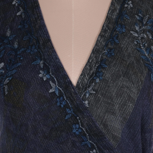 Vestido envolvente con textura arrugada de rayón para mujer, azul y topo, sin mangas, diseño de línea A, elegante, informal, traje de verano occidental - Product Image 4