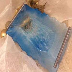 Plateau de service en résine de créateur Luxueux Design artisanal vibrant pour divertir les amis, la famille, l'affichage à la maison 100pcs - Product Image 4