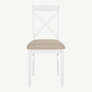 Chaise de salle à manger en bois moderne blanche avec siège en tissu à hauteur réglable pour appartement et villa - Product Image 1