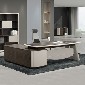 Bureau de direction ergonomique en L moderne et high-tech, assemblé, durable, en bois écologique, avec rangement, pour villa - Product Image 4