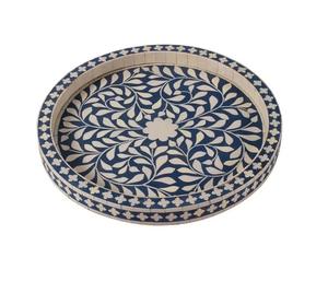 Bandeja de servicio decorativa Floral con incrustaciones de hueso de alta calidad para bandeja de servicio de encimera de mesa de centro del fabricante indio SCI - Product Image 2