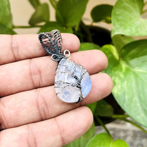 Exquisita colección de colgante de árbol de la vida, labradorita Natural, envuelto en cabujón alambre de cobre, colgante artesanal para collar, regalo - Product Image 4