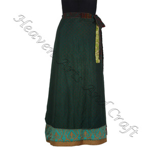 100วิธีในการสวมใส่กระโปรงห่อวิเศษเสื้อเชิ้ตผ้าไหมอินเดียวินเทจ2ชั้นผ้าไหมวิเศษกลับด้านได้กระโปรงยาวผ้าส่าหรีพันรอบ - Product Image 5