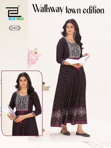 Diseñador 14Kg Rayón Anarkali Vestido 14Kg Rayón Bordado Étnico Cinturón DE TRABAJO Ropa de fiesta tradicional para adultos Ocasiones especiales - Product Image 3