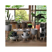 Pot Bunga Oval Besar dari Beton Ringan & Fiberglass untuk Rumah & Taman, Pot Tanaman Semen untuk Lanskap Taman