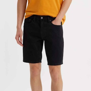 Pantalones Cortos Bermuda de Lona Negros para Hombre, Cintura Media, Cierre de Botones, Estilo Casual, Color Sólido, Bolsillos, Tela Transpirable - Product Image 1