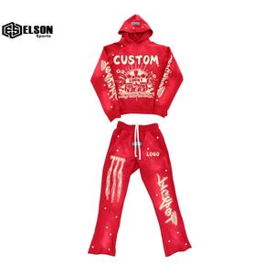 Trending Quality Clothing OEM Manufacturers Custom Logo Mens Hoodies Print Straight Vintage Streetwear Tracksuits - Product Image 4