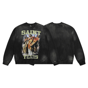 เสื้อฮู้ดดี้ผ้าฝ้าย 100% หนานุ่ม สไตล์วินเทจ สีดำฟอกกรด ลวดลายกราฟิกพิมพ์เอง สำหรับผู้ชาย ใส่ในฤดูหนาว - Product Image 3