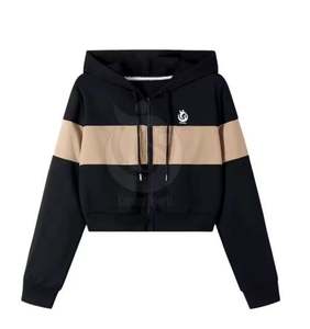 Nouveau style OEM ODM Haut court décontracté avec impression de logo personnalisé Sweat à capuche de haute qualité Sweat-shirts Haut court à capuche pour femmes - Product Image 5