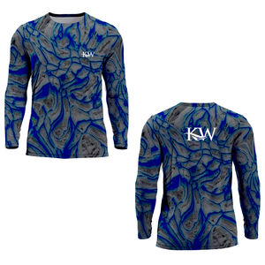 Custom Plus Size Men's UPF50 <b>Moisture</b> <b>Wicking</b> UV Protection Fishing <b>Shirts</b> Printed Performance Long Sleeve 100% Polyester - Product Image 4