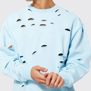 Offre Spéciale hommes sweat à manches longues en détresse nouveauté votre propre conception vêtements de rue hommes en détresse sweat - Product Image 5