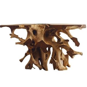 Vente chaude Table Console en teck brut forme naturelle brun clair pour les meubles de maison - Product Image 4