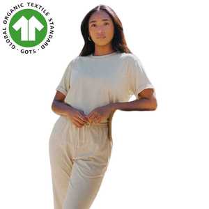 เสื้อยืดลูกเรือออร์แกนิกน้ำหนักเบาสำหรับผู้หญิง-สไตล์ยูนิเซ็กส์พร้อมวัสดุที่เป็นมิตรต่อสิ่งแวดล้อมสีดำและธรรมชาติ - Product Image 6