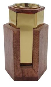 Brûleur à Bakhoor unique en bois et métal hexagonal, en métal chromé argenté, Mabkhara, porte-encens arabe Oud, design géométrique pour la maison du Golfe - Product Image 5