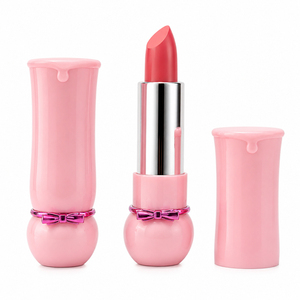 Lápiz Labial Color Rosa Pastel de Marca Privada con Diseño de Lazo y Logotipo Personalizado, Bálsamo Labial Hidratante, Resistente al Agua y de Larga Duración, OEM - Product Image 1