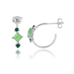 Diseño creativo mezcla de piedra 925 plata esterlina Topacio Azul piedra preciosa medio aro pendiente para mujer joyería - Product Image 4