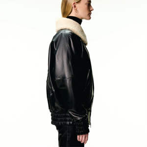 100% cuir véritable Mr. saturday Aviator veste sans sexe fabrication personnalisée coupe surdimensionnée patchs brodés Nylon Spandex - Product Image 3