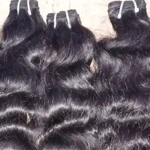 Extensiones de cabello humano Remy virgen ondulado del cuerpo sedoso trama suave India peruana cruda sin procesar 8 pulgadas de longitud trama Doble - Product Image 5