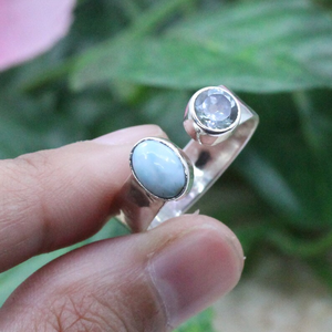 Anillo de Topacio Azul Larimar natural Anillos de moda de diseñador de plata esterlina 925 para mujer a precio mayorista - Product Image 1