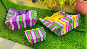 Bolsas con cremallera de polipropileno reciclado de nailon ecológico, bolsas de lavandería de plástico sostenible, modelo de suministro a granel, bolsa tejida de PP DE LA India - Product Image 5