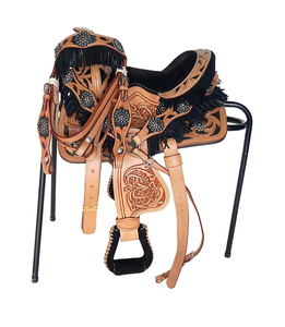 Juego de sillas de montar de cuero genuino de primera calidad, combinación perfecta para carreras de inglés de resistencia occidental para montar a caballo - Product Image 1