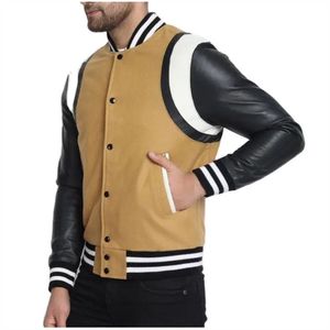 Chaqueta de béisbol universitaria para hombre Chaquetas universitarias de chenilla bordadas Chaquetas universitarias Letterman personalizadas Chaquetas universitarias de cuero para hombre - Product Image 1