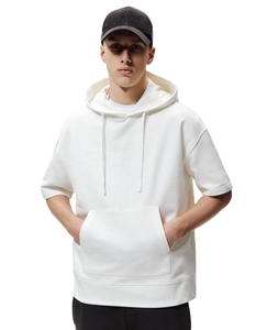 Sweat à capuche épais pour homme, 100% coton, 380g, avec logo imprimé personnalisé, épaules tombantes, imprimé en relief, poche surdimensionnée, hiver - Product Image 1