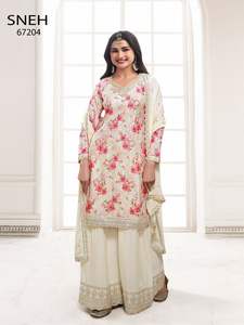 Diseñador de impresión de Chinon pesado con bordado Salwar traje al por mayor fábrica fabricante y proveedor de la India - Product Image 4