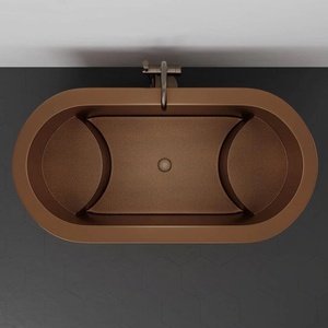 Baignoire moderne en cuivre à double trempage de style japonais 1525x762mm robinet autoportant en cuivre martelé inclus utilisation intérieure d'hôtel - Product Image 4