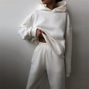 Women's Autumn Fashion Oversized Solid Casual Hoodie Sweatshirts and Long Pant <b>Set</b> Two Pieces Warm Pullovers for Winter - Product Image 4