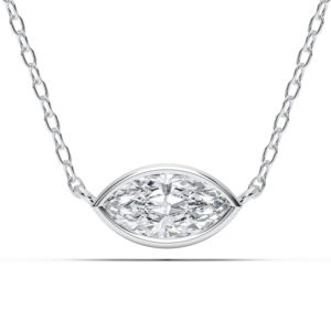 Lujo 1,00 quilates F-G/VS Lab Grown Marquise Cut Diamond Bezel Set Solitaire Pendant para mujeres Hecho en 950 Platinum - Product Image 1