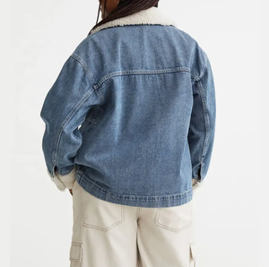 Chaqueta vaquera Lisa personalizada de fábrica, chaqueta vaquera básica para mujer, chaqueta vaquera corta azul clásica - Product Image 3