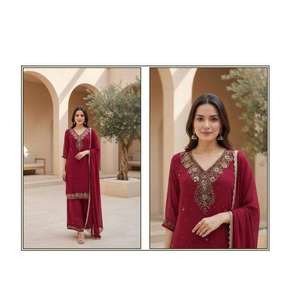 Designer Best quality Georgette <b>kurti</b> with palazzo set for Festive occassion & Wedding Party - Product Image 5