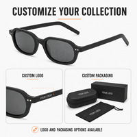 Lunettes de soleil Mellume classiques rétro fines rectangulaires en acétate, monture écaille, style vintage, avec logo personnalisé, pour hommes et femmes